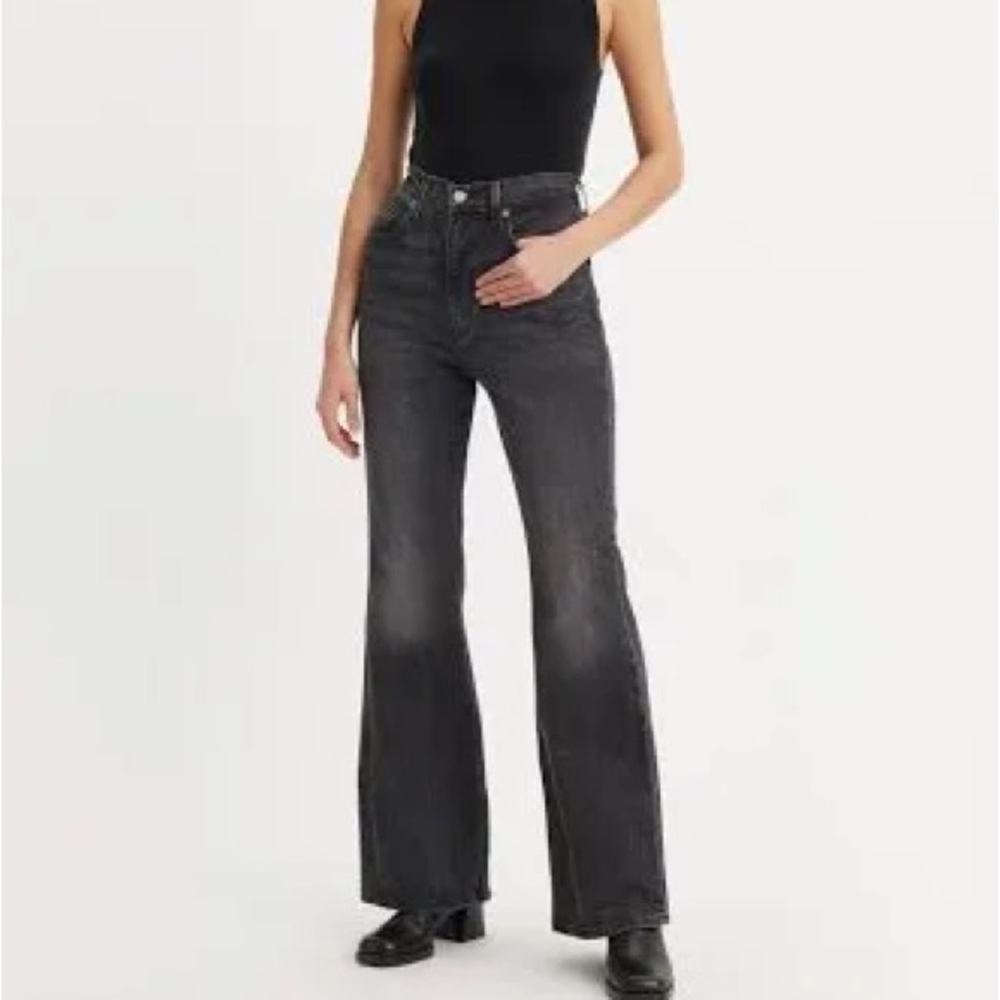 Levi’s Quality Premium 70’s High Flare Washed Black Denim Jeans